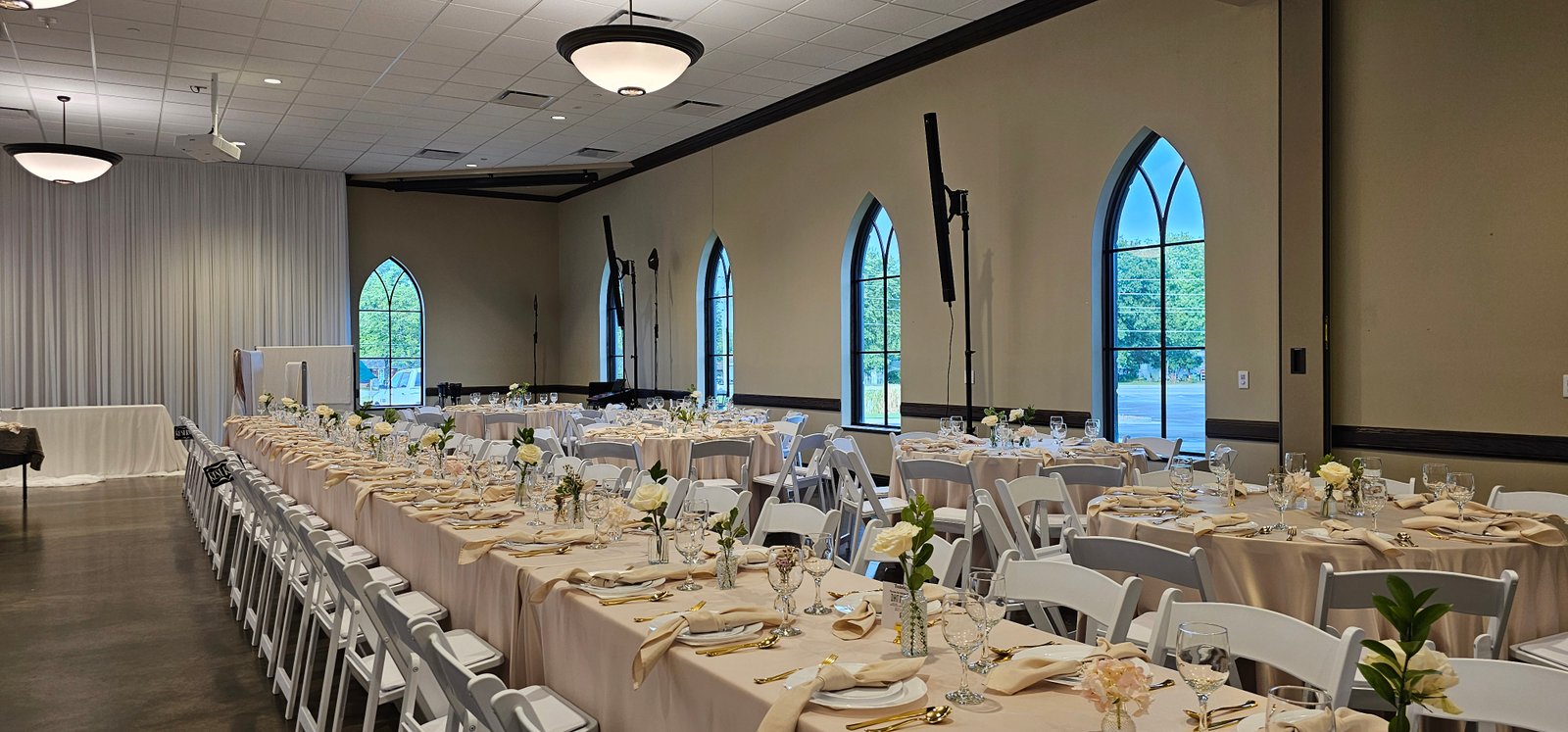 Wedding reception with professional audio setup